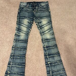 Distressed Blue Flare Jeans